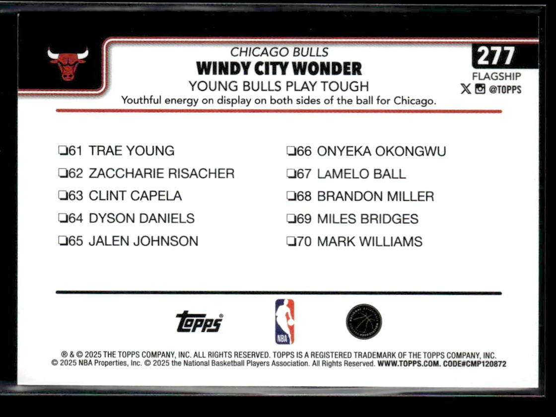 2025-26 Topps #277 Windy City Wonder: Young Bulls Play Tough