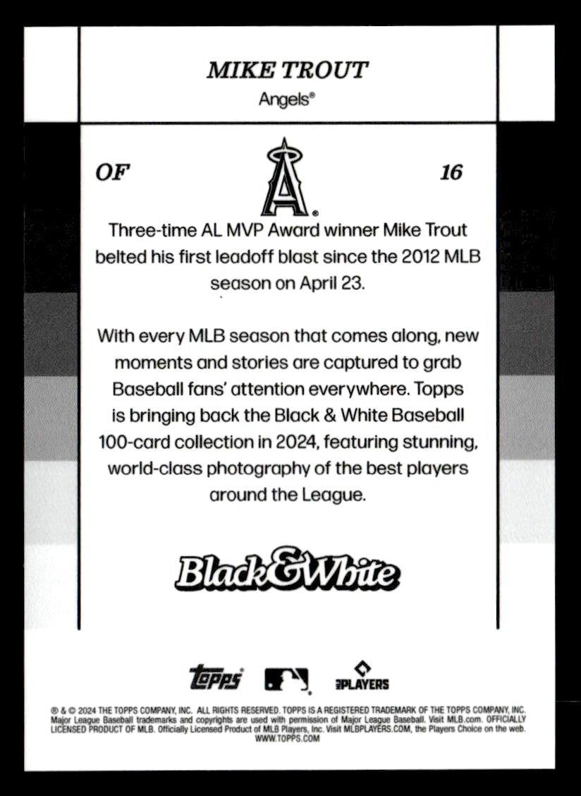 2024 Topps Black & White #16 Mike Trout