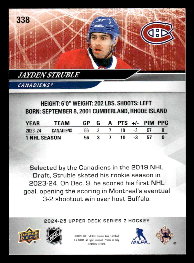 2024-25 Upper Deck #338 Jayden Struble