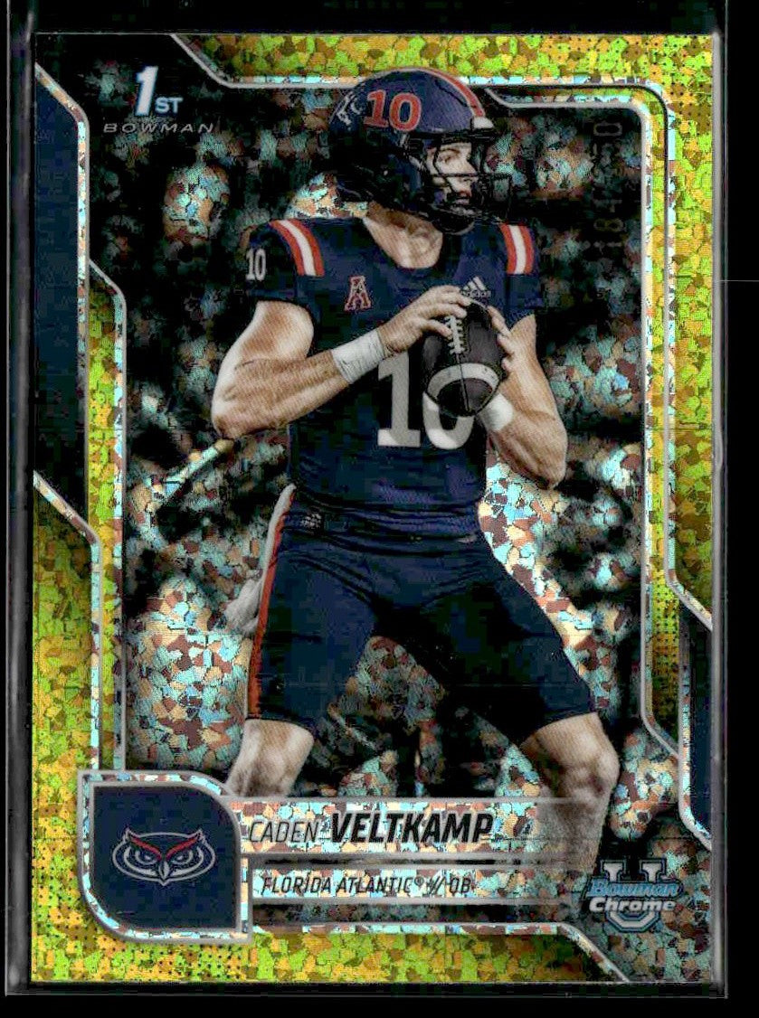 2025 Bowman U Chrome #41 Caden Veltkamp Yellow Mini-Diamond Refractor #/350
