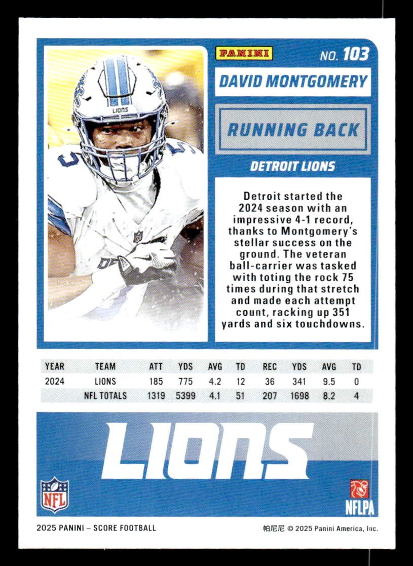 2025 Score #103 David Montgomery