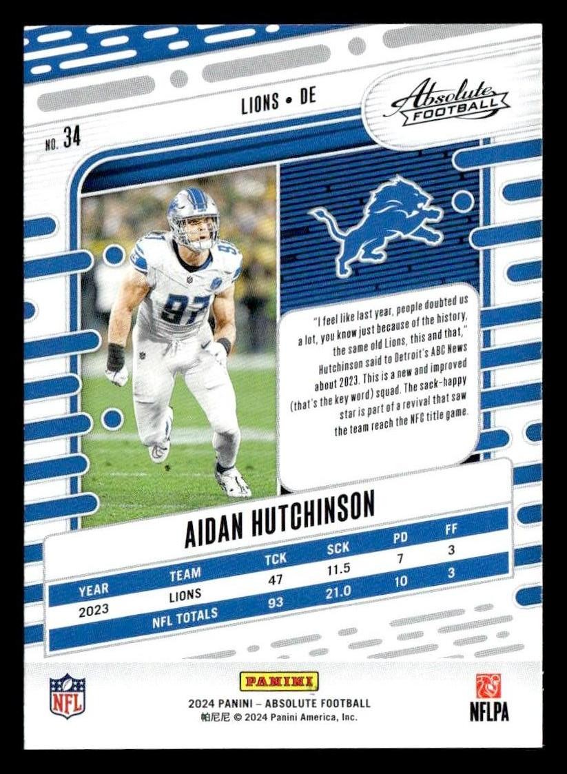 2024 Panini Absolute #34 Aidan Hutchinson Retail