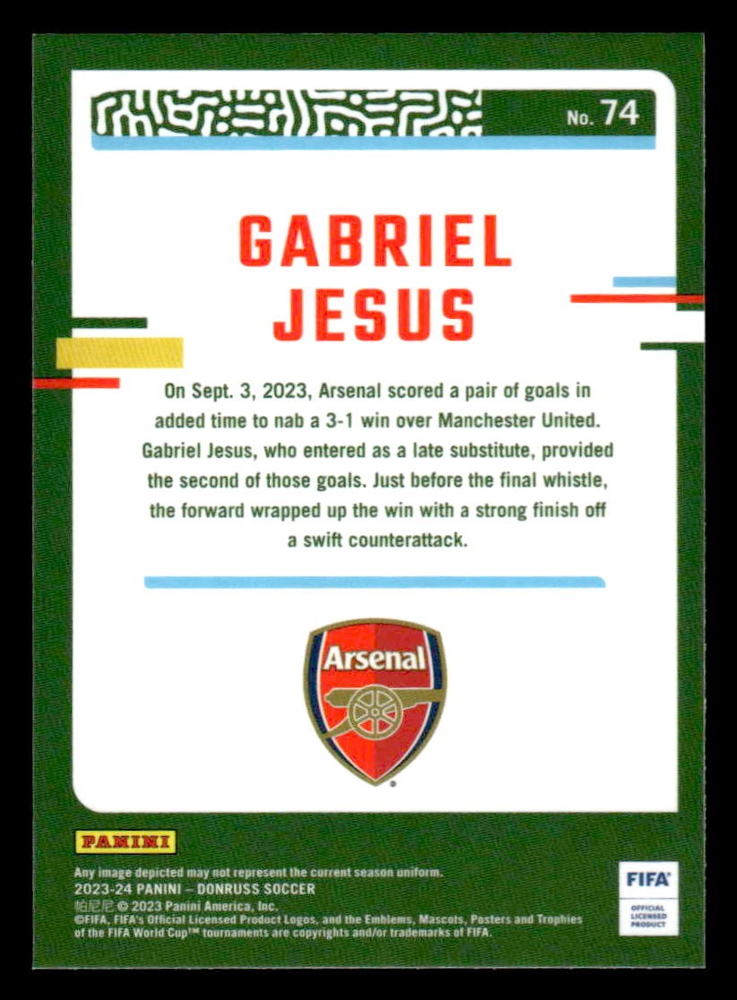 2023-24 Donruss #74 Gabriel Jesus Optic