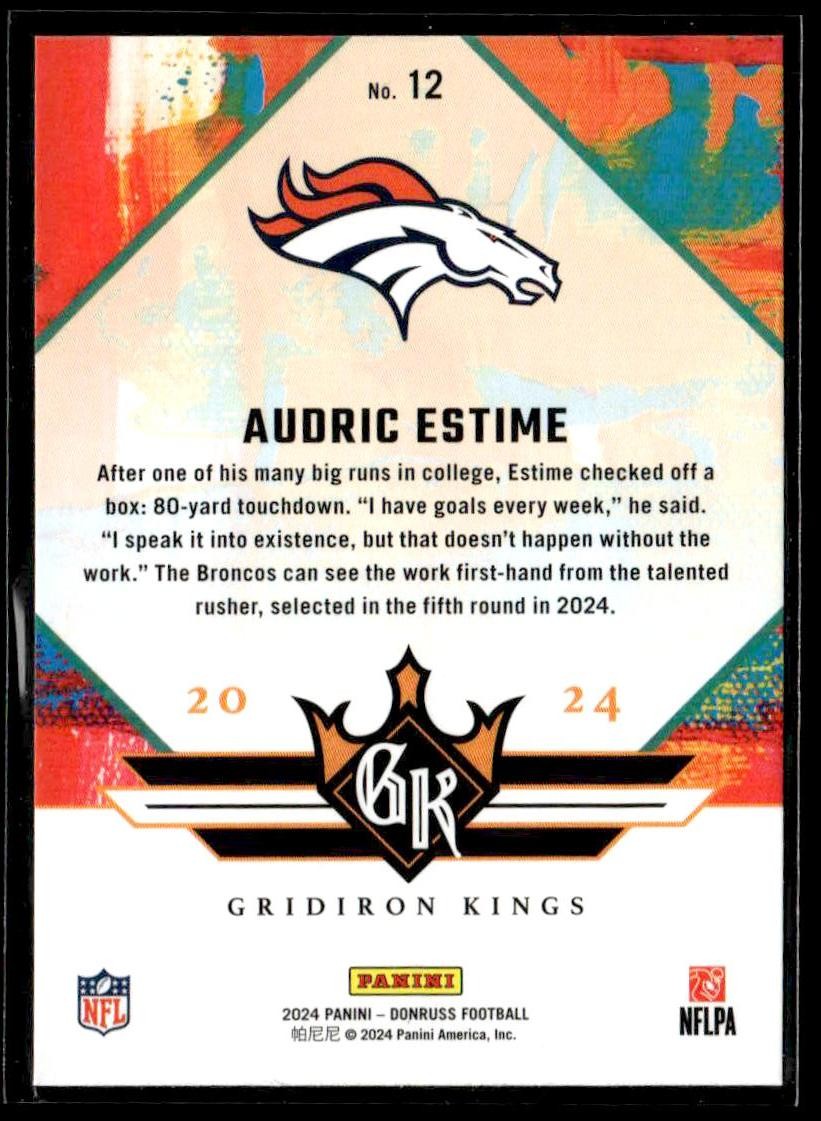 2024 Donruss #12 Audric Estime Rookie Gridiron Kings
