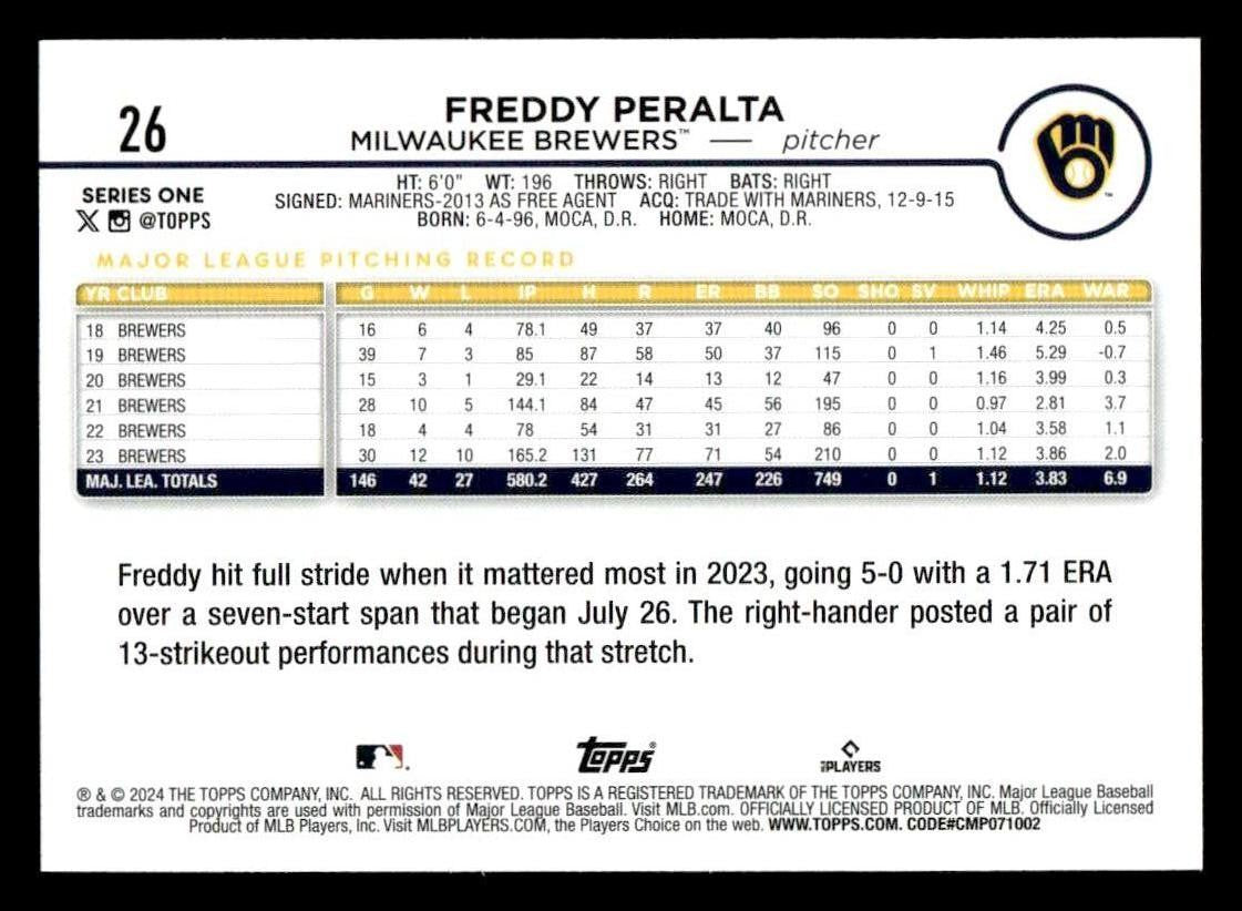 2024 Topps #26 Freddy Peralta