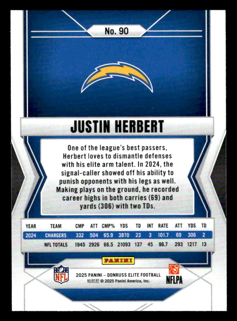 2025 Donruss Elite #90 Justin Herbert