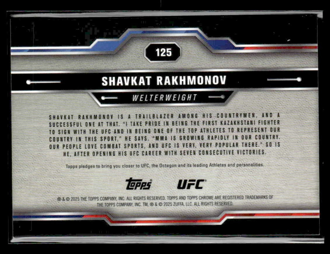 2025 Topps Chrome Sapphire Edition UFC #125 Shavkat Rakhmonov Gold Sapphire