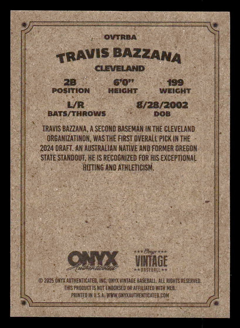 2025 Onyx Vintage #OVTRBA Travis Bazzana