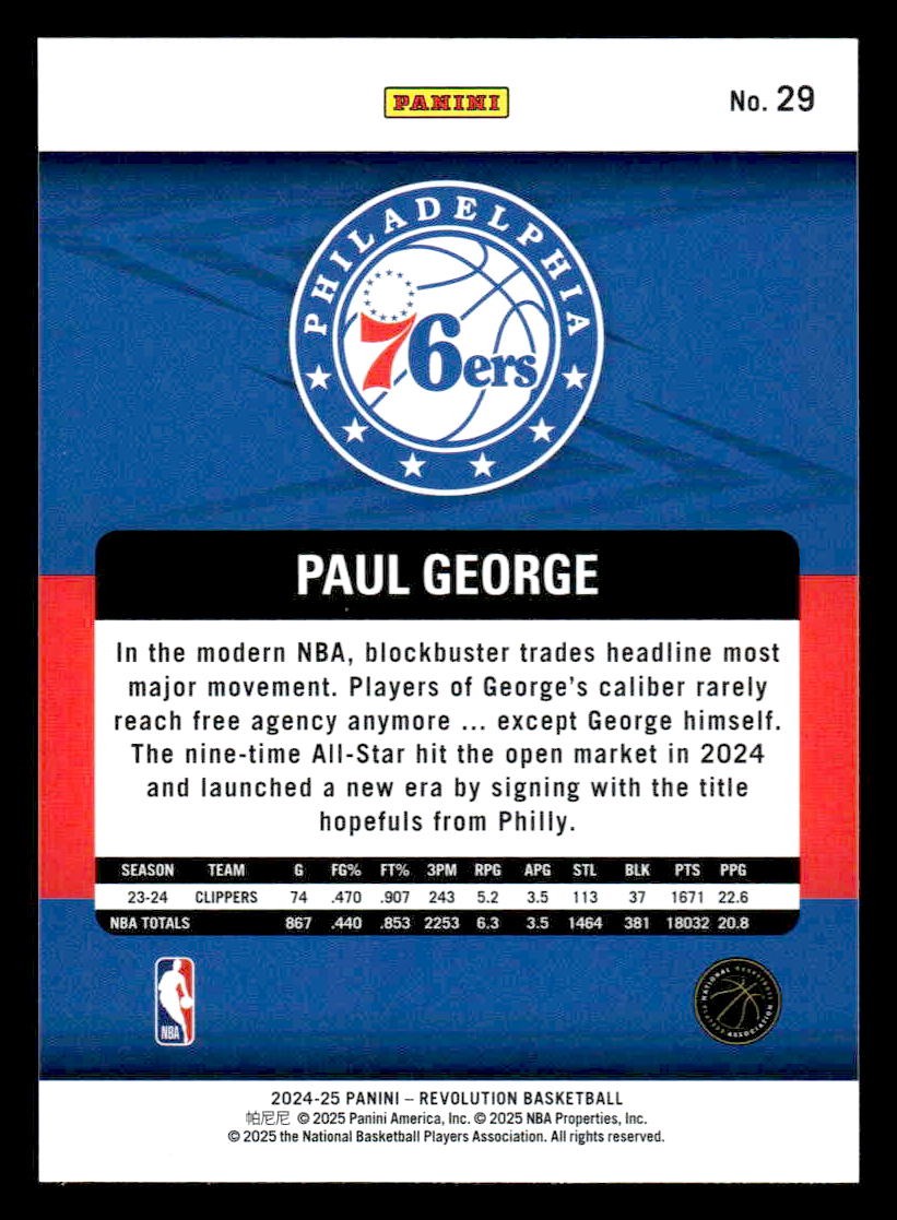 2024-25 Panini Revolution #29 Paul George