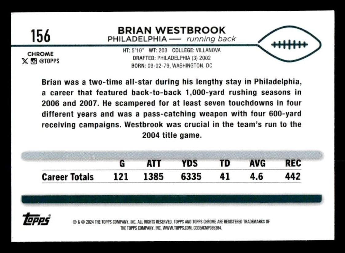 2024 Topps Chrome Sapphire Edition #156 Brian Westbrook