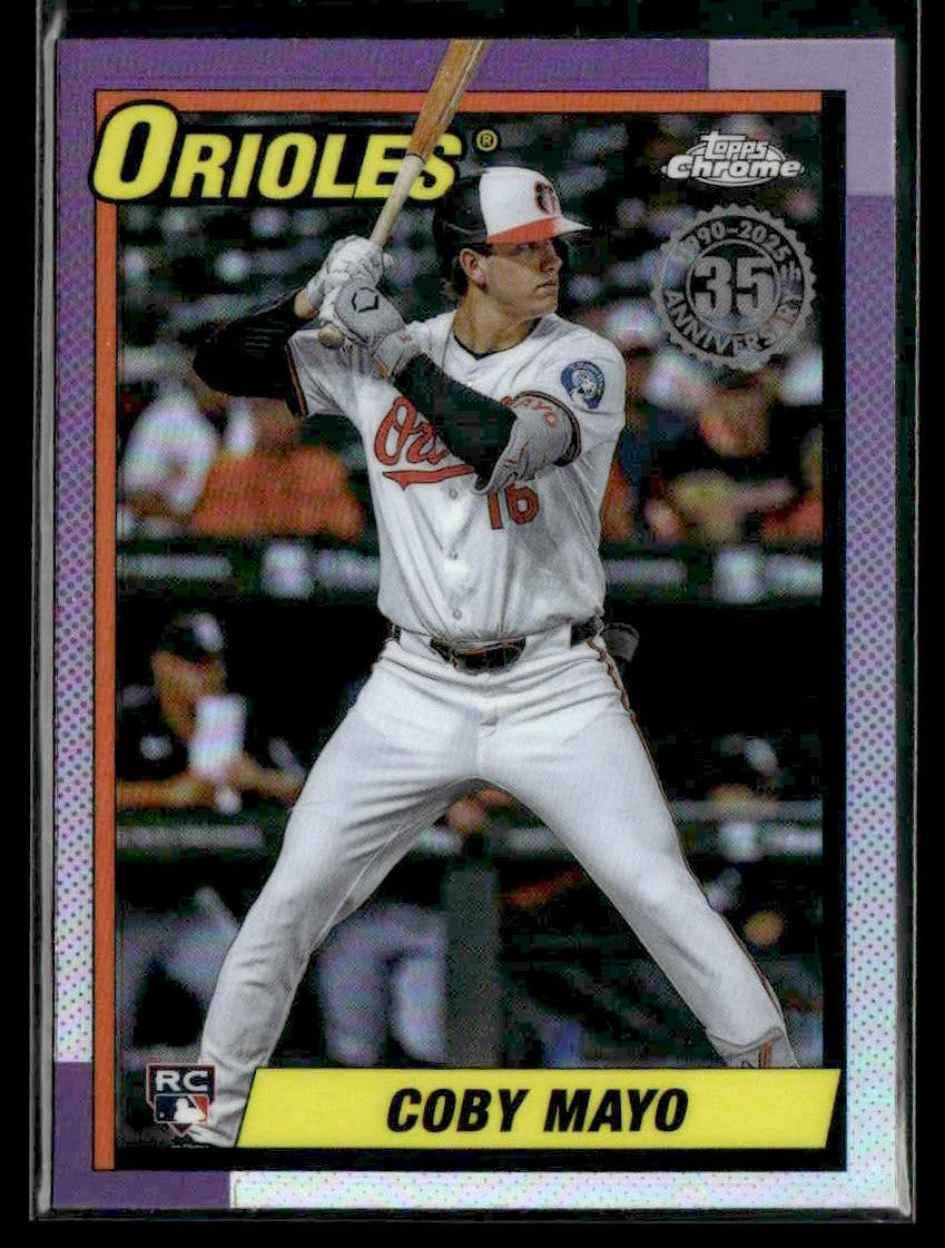2025 Topps Chrome #90CB-17 Coby Mayo 1990 Topps Baseball 35th Anniversary