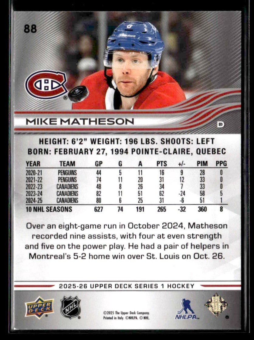 2025-26 Upper Deck #88 Mike Matheson