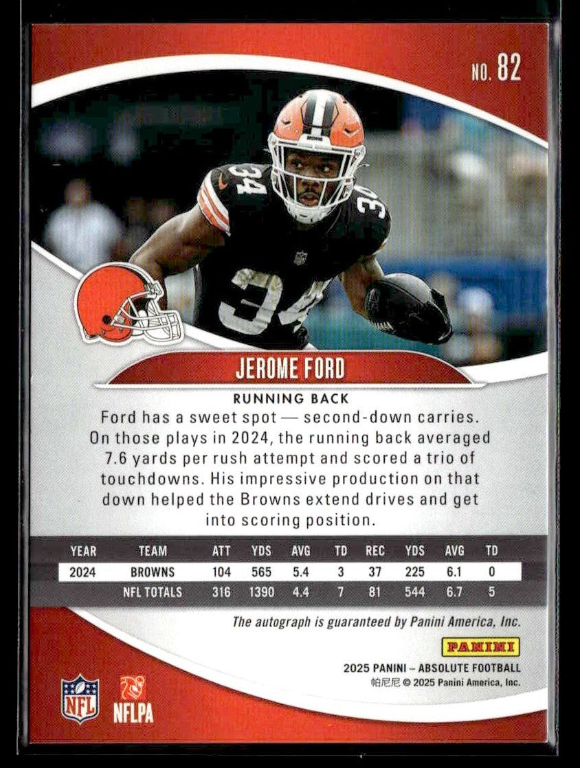 2025 Panini Absolute #82 Jerome Ford Base Signatures