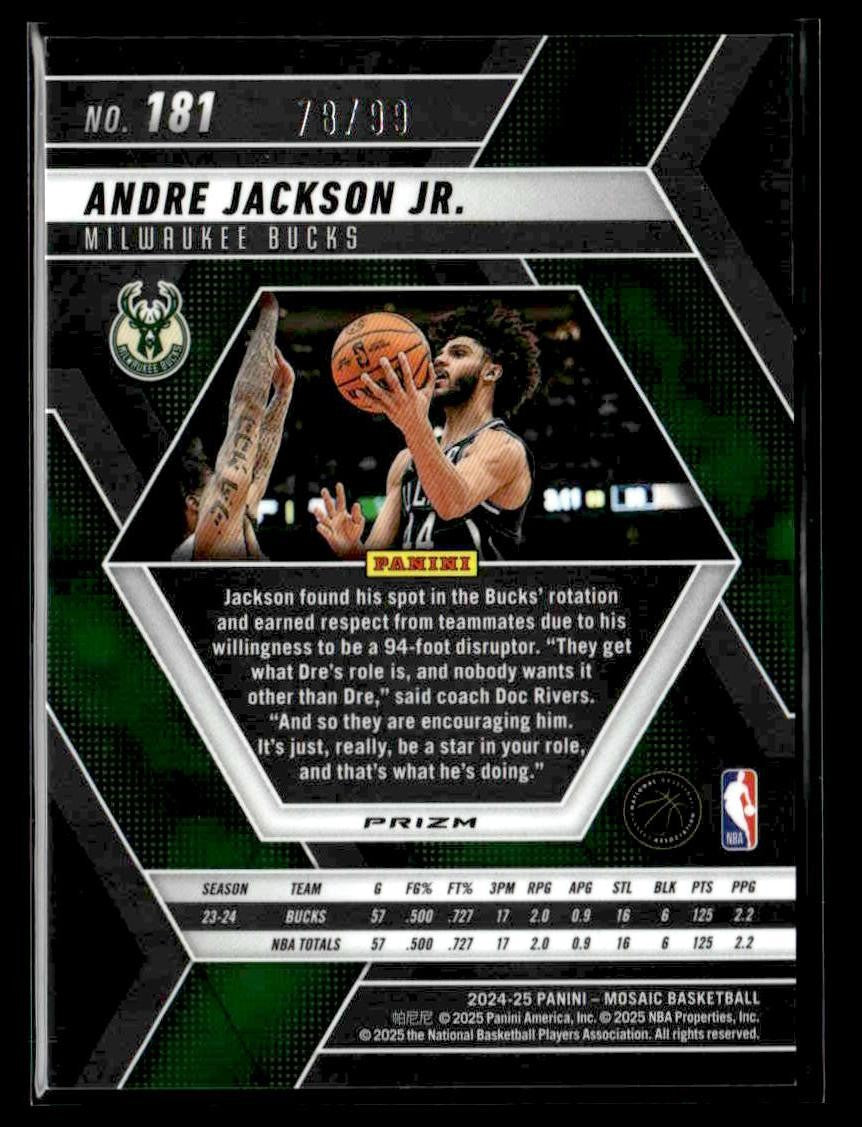 2024-25 Panini Mosaic #181 Andre Jackson Jr. Purple Mosaic