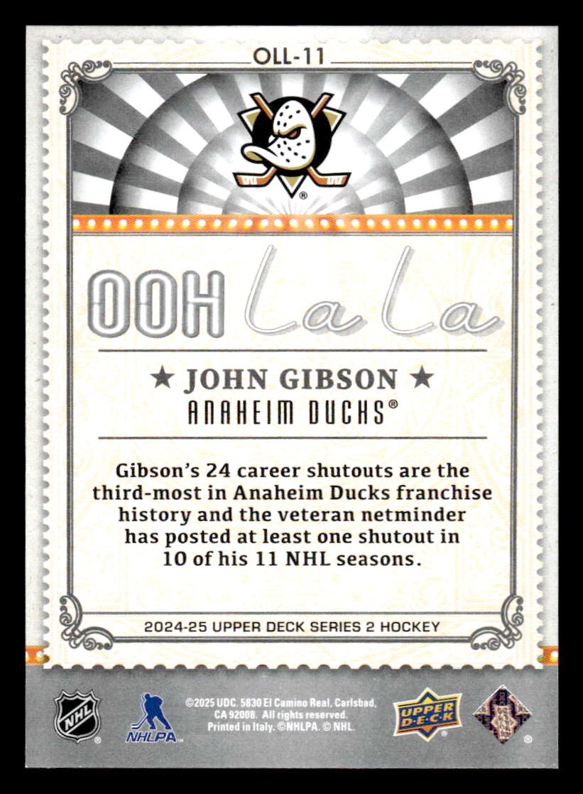 2024-25 Upper Deck #OLL-11 John Gibson Ooh La La