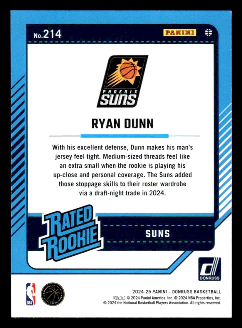 2024-25 Donruss #214 Ryan Dunn Holo Green Laser