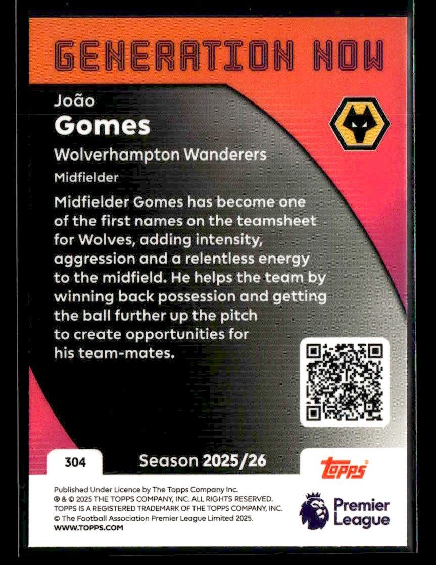 2025-26 Topps Premier League #304 João Gomes Rainbow Foil