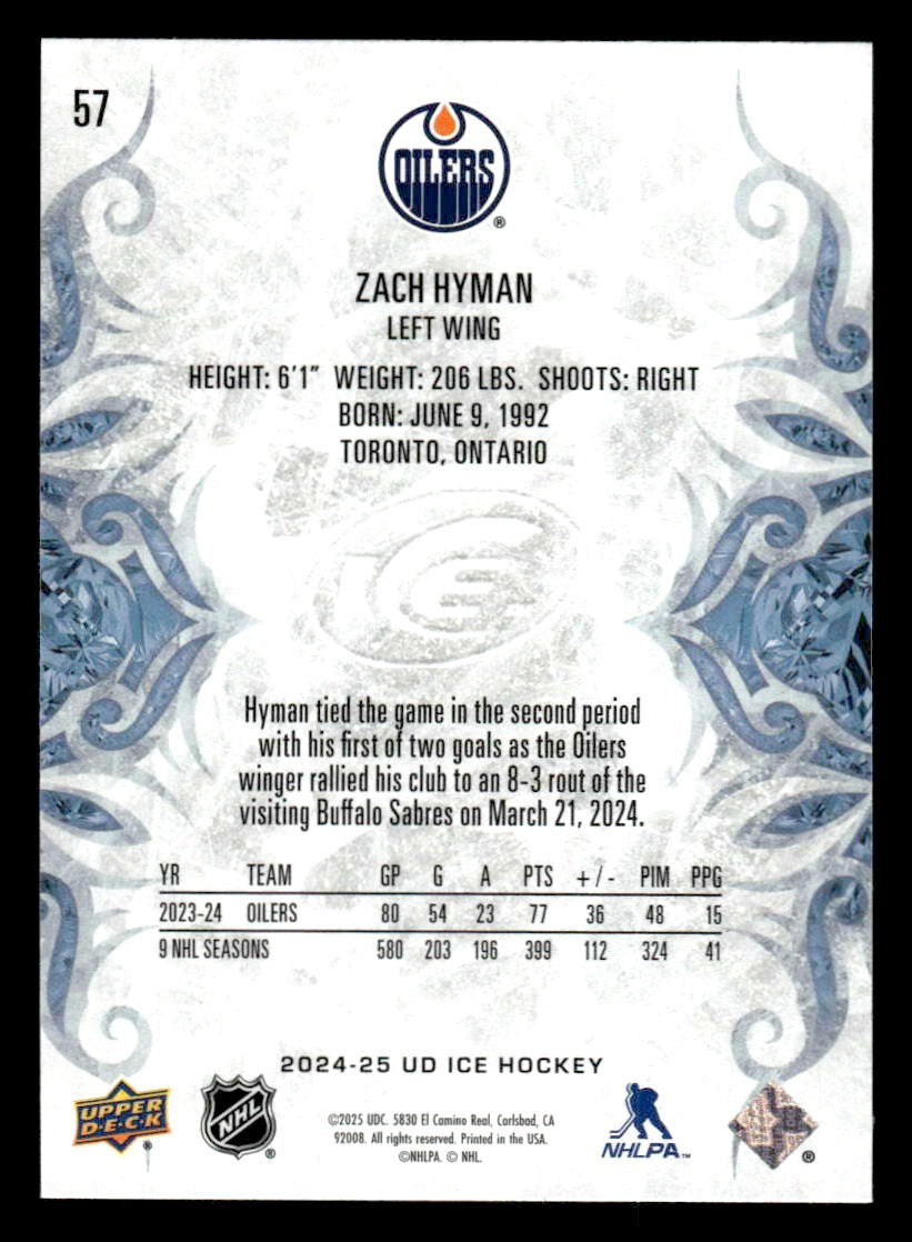 2024-25 Upper Deck Ice #57 Zach Hyman