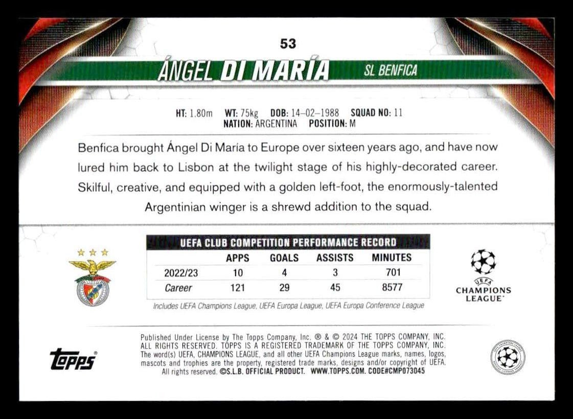 2023-24 Topps Jade Edition UEFA Club Competitions #53 Ángel Di María
