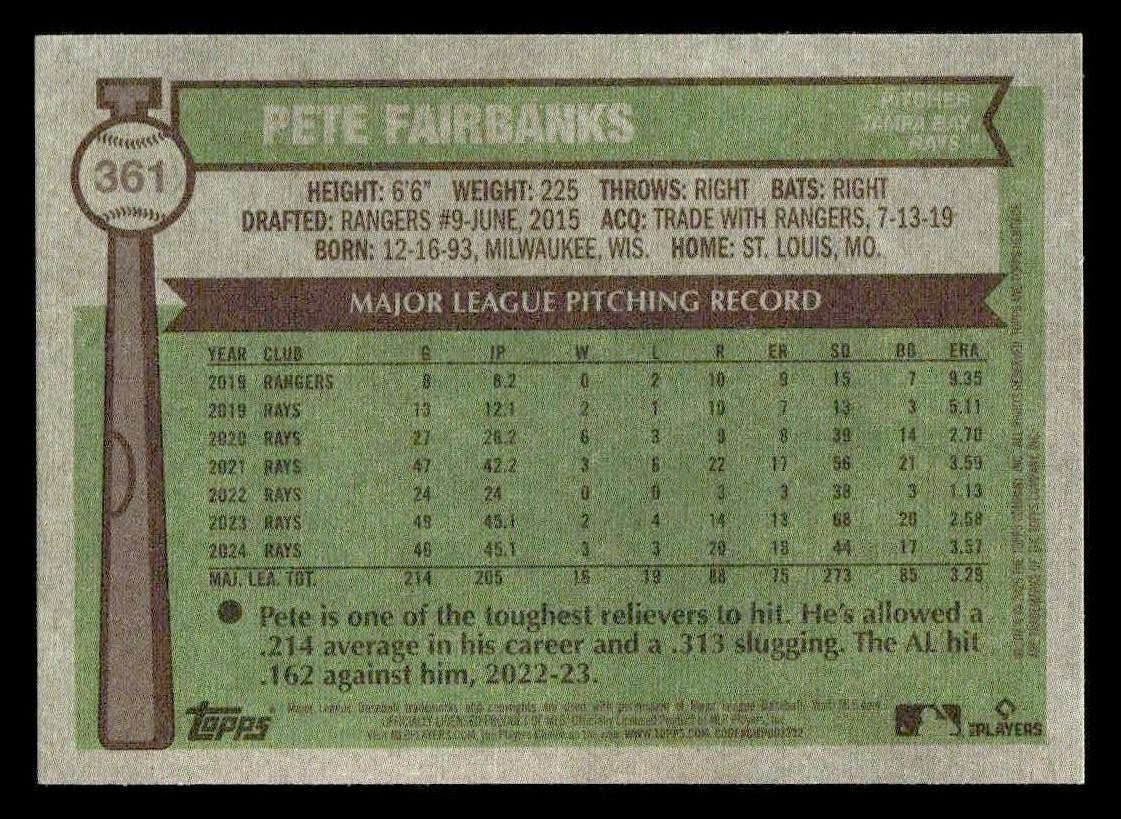 2025 Topps Heritage #361 Pete Fairbanks
