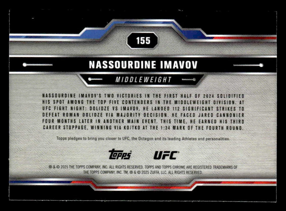 2025 Topps Chrome Sapphire Edition UFC #155 Nassourdine Imavov