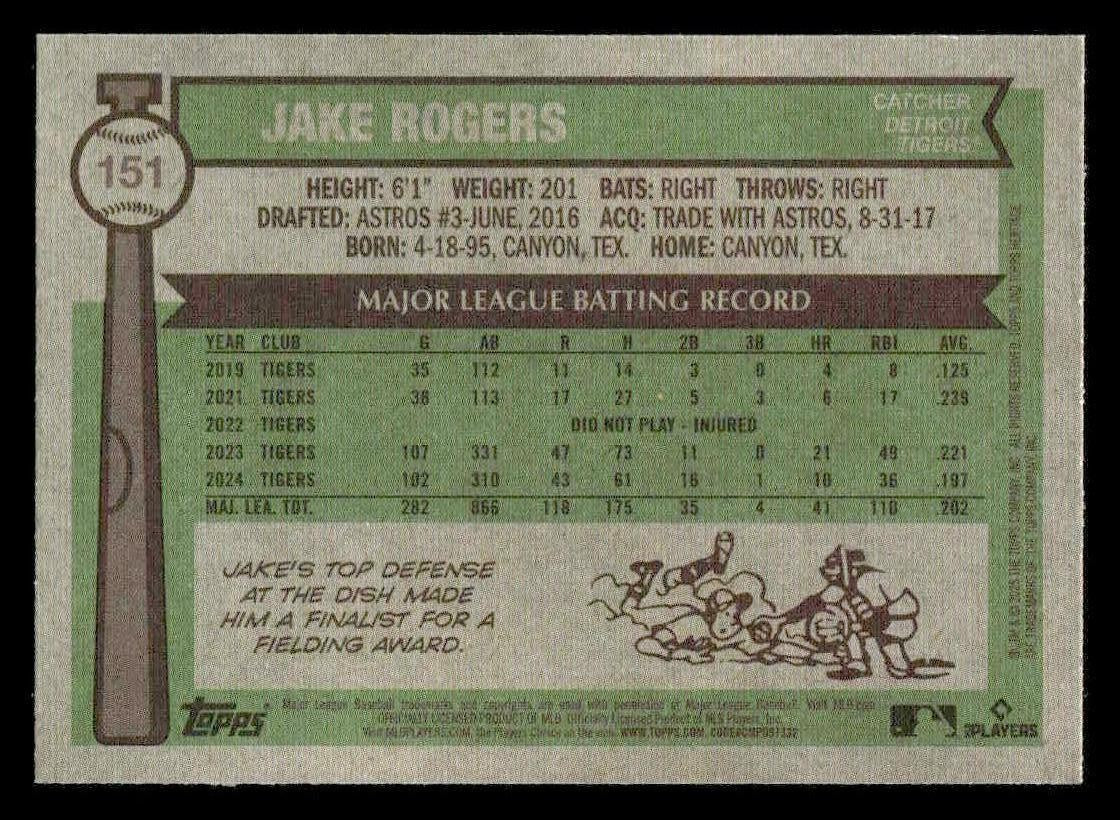 2025 Topps Heritage #151 Jake Rogers