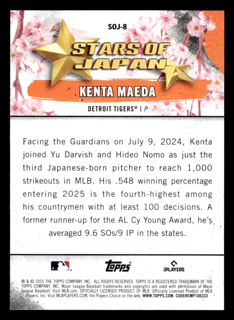 2025 Topps #SOJ-8 Kenta Maeda Stars of Japan