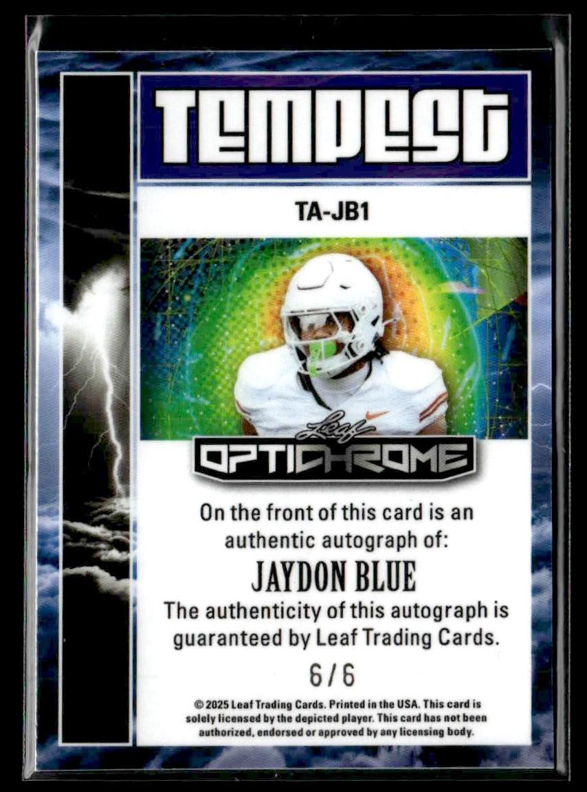 2025 Leaf Optichrome #TA-JB1 Jaydon Blue Tempest Autographs #6/6