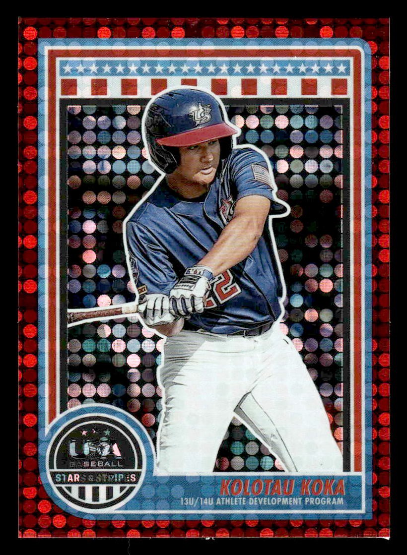 2025 Panini Stars and Stripes USA Baseball #187 Kolotau Koka Red #/199
