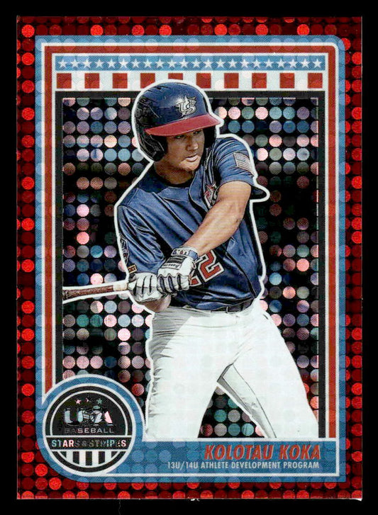 2025 Panini Stars and Stripes USA Baseball #187 Kolotau Koka Red #/199