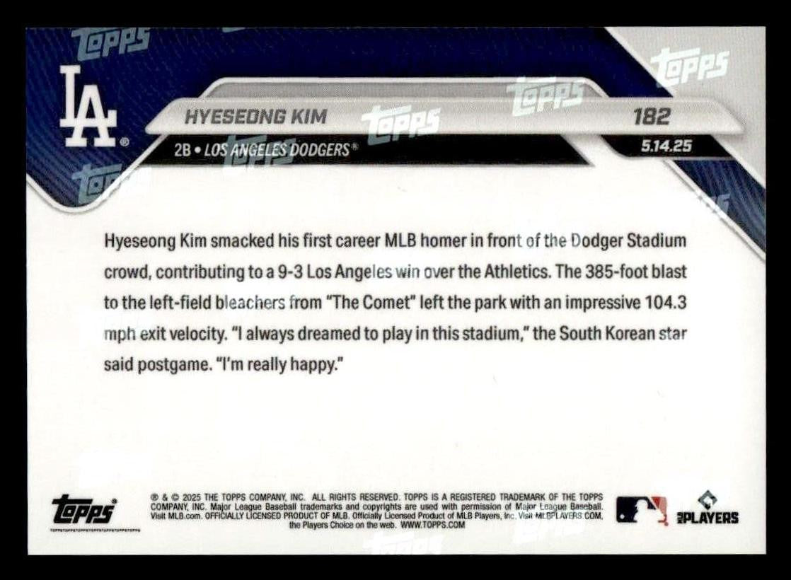 2025 Topps Now #182 Heyseong Kim 1st Career MLB Homer