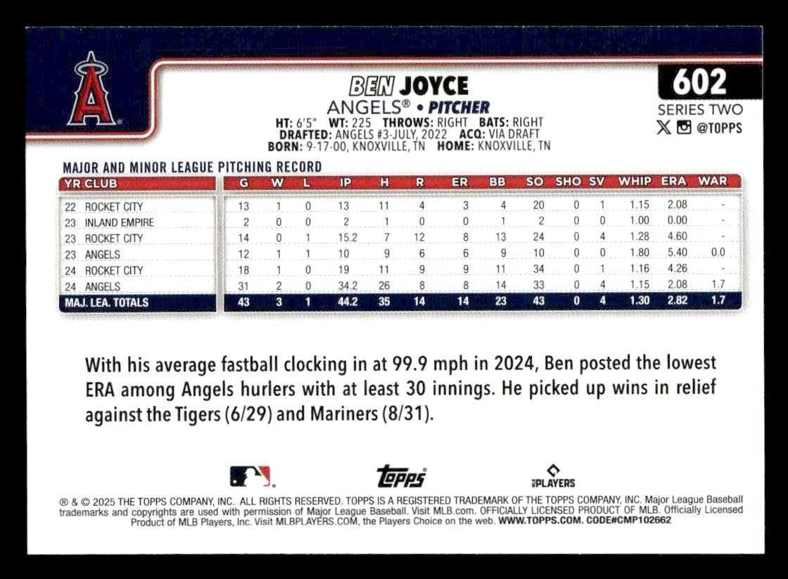 2025 Topps #602 Ben Joyce