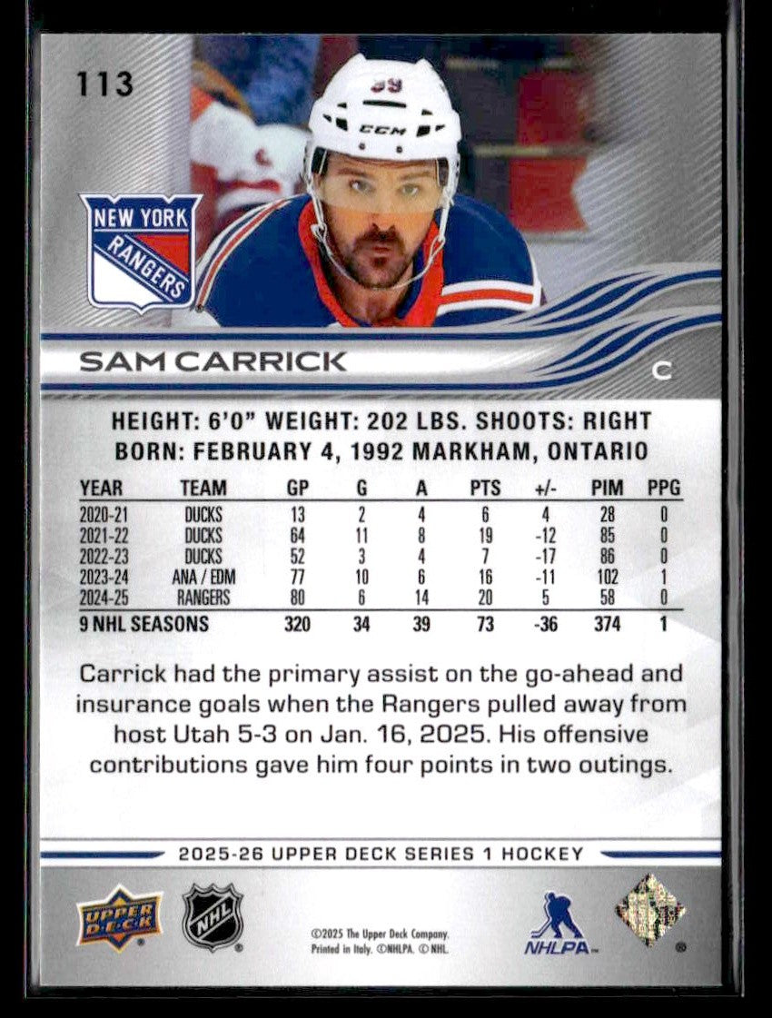 2025-26 Upper Deck #113 Sam Carrick