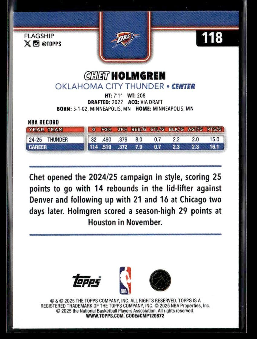 2025-26 Topps #118 Chet Holmgren