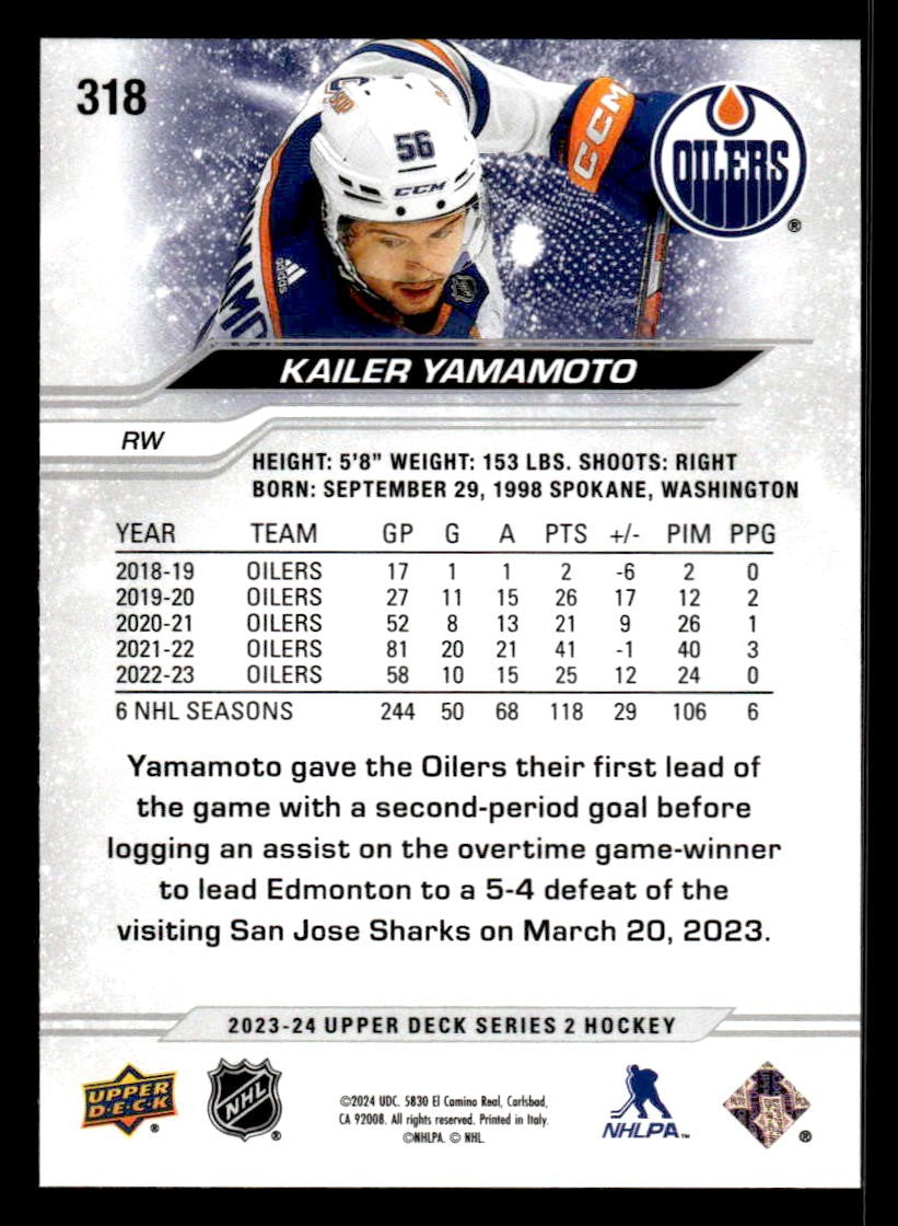 2023-24 Upper Deck #318 Kailer Yamamoto
