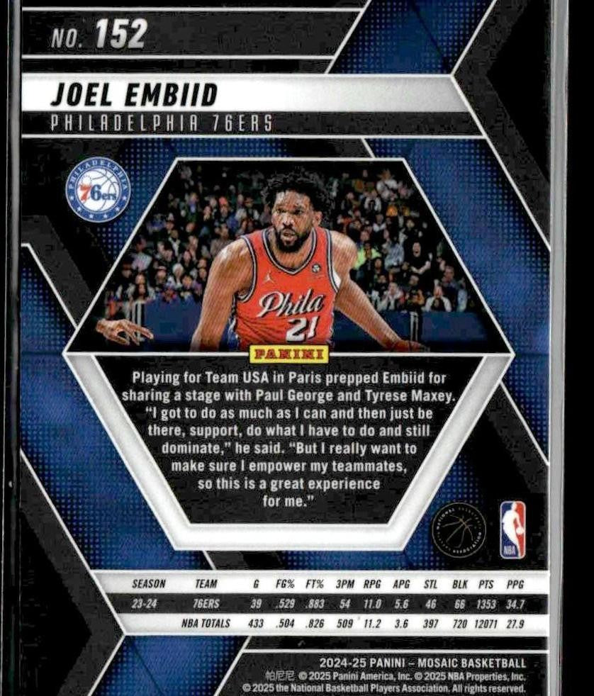 2024-25 Panini Mosaic #152 Joel Embiid