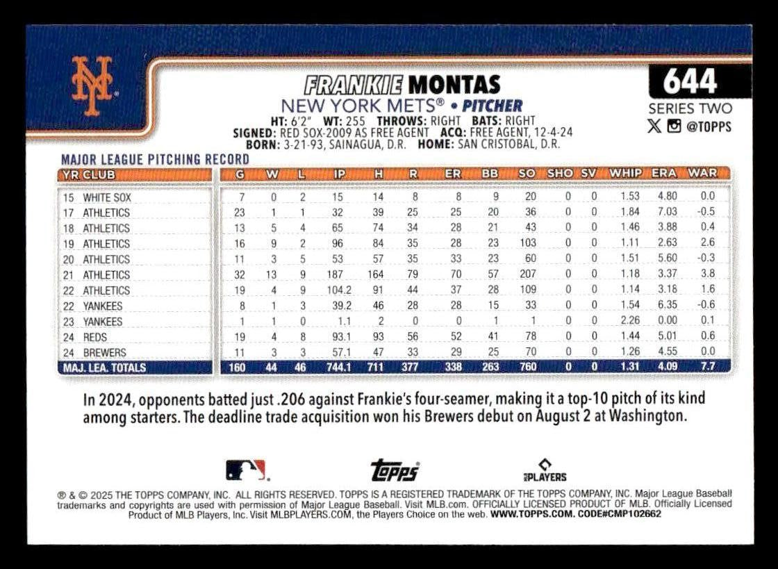 2025 Topps #644 Frankie Montas