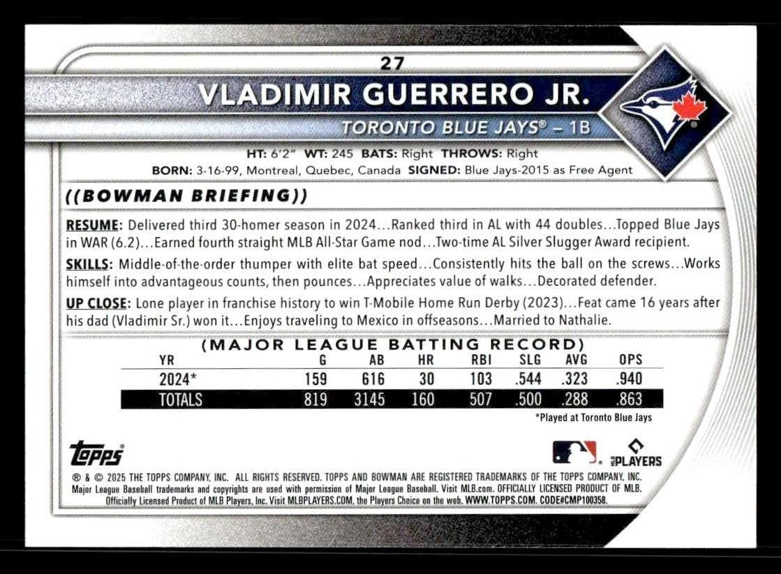 2025 Bowman #27 Vladimir Guerrero Jr.