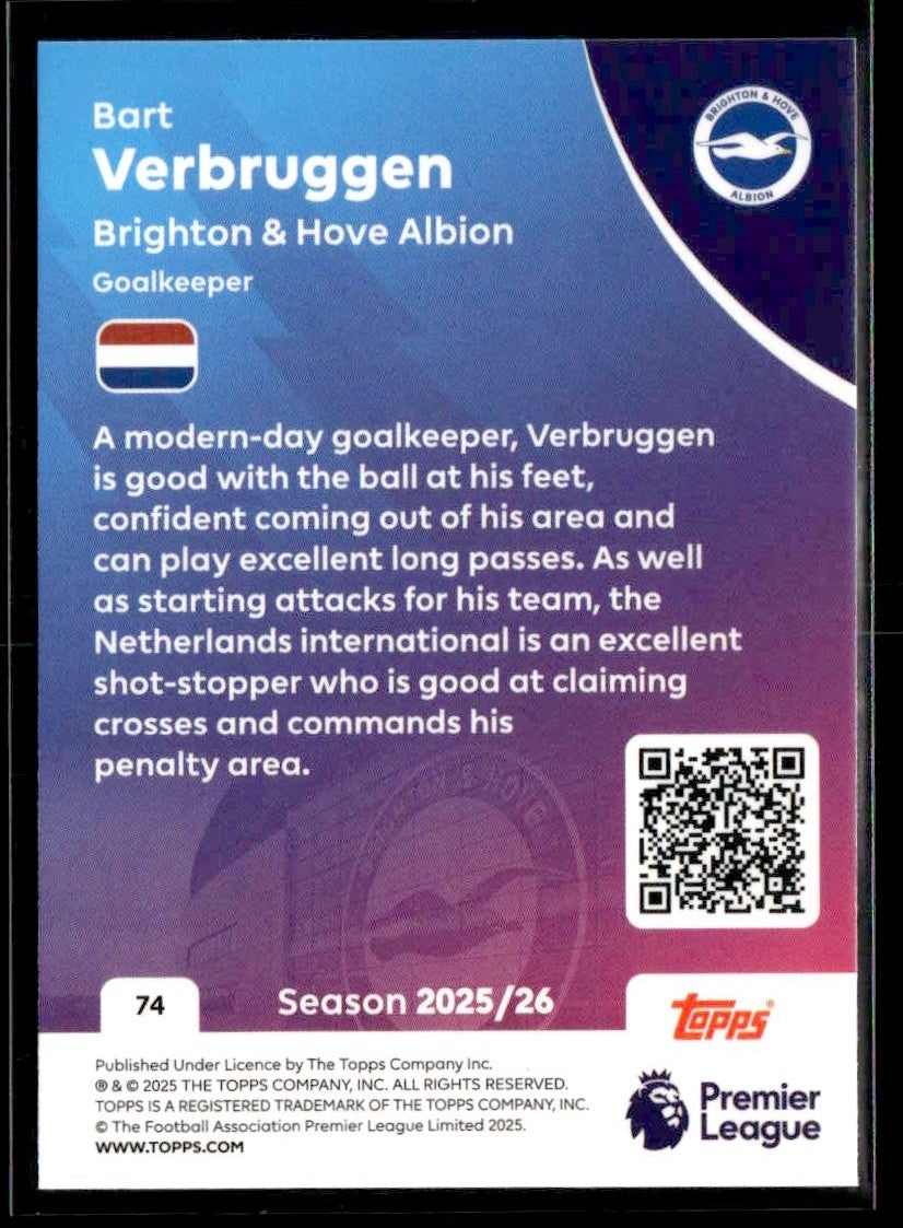 2025-26 Topps Premier League #74 Bart Verbruggen