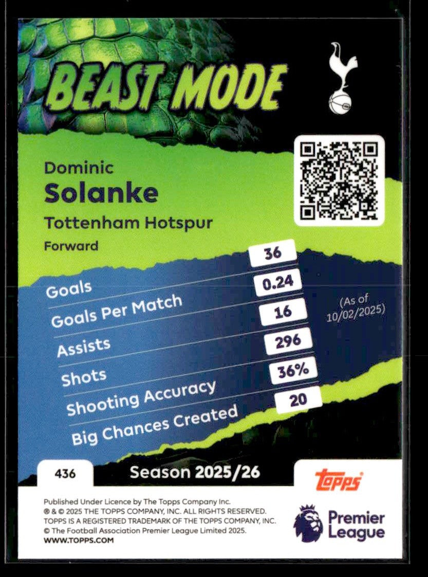 2025-26 Topps Premier League #436 Dominic Solanke