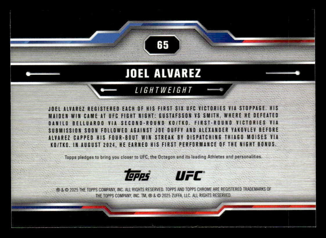 2025 Topps Chrome UFC #65 Joel Alvarez Red & Blue Refractor