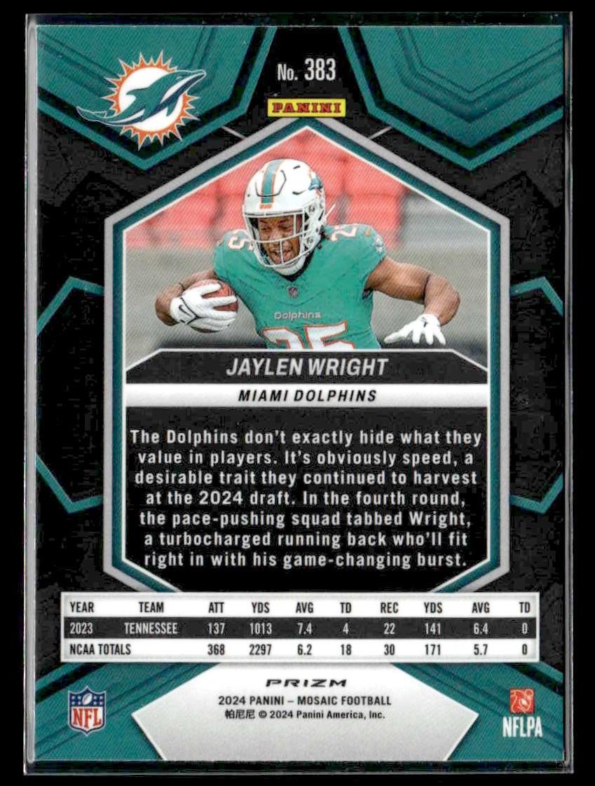 2024 Panini Mosaic #383 Jaylen Wright Mosaic Reactive Yellow