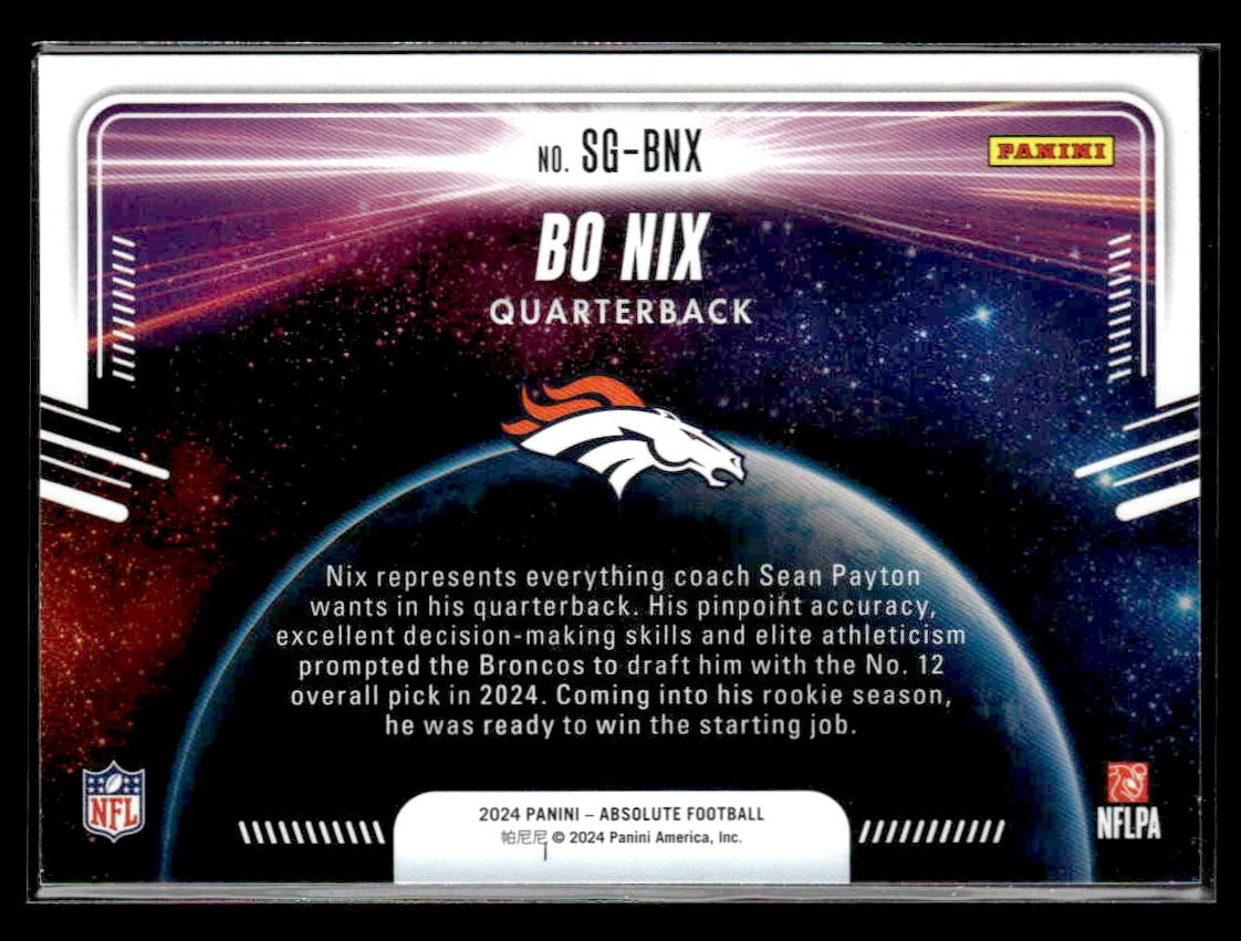 2024 Panini Absolute #SG-BNX Bo Nix Star Gazing