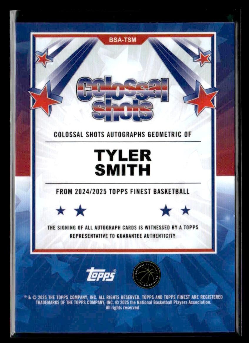 2024-25 Finest #BSA-TSM Tyler Smith Colossal Shots Autos Geom Blue Refr #/99