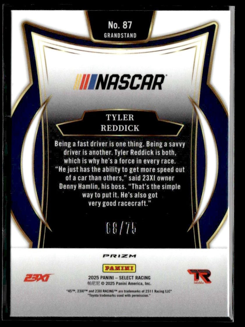 2025 Panini Select #87 Tyler Reddick Neon Green Prizms #/75