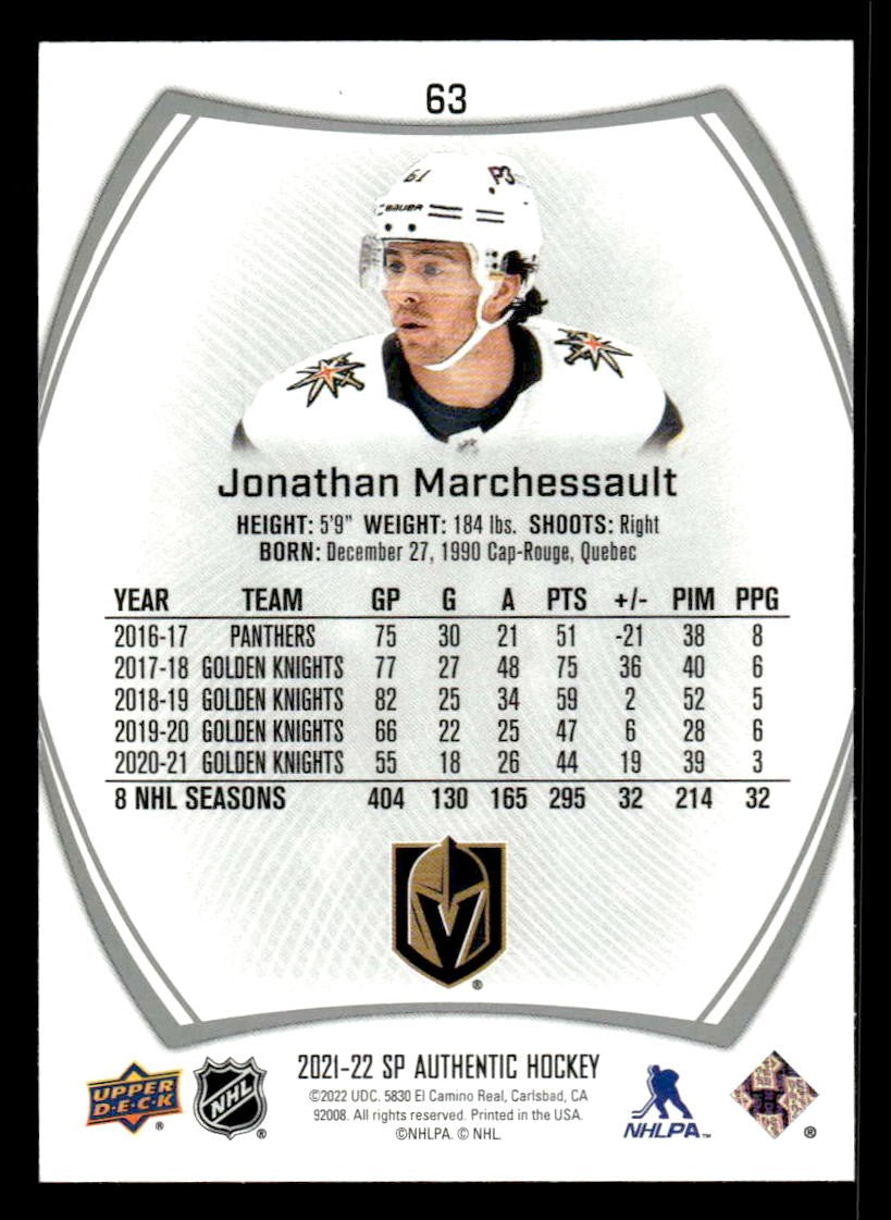 2021-22 SP Authentic #63 Jonathan Marchessault
