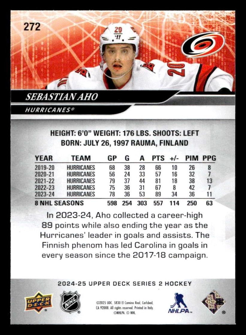 2024-25 Upper Deck #272 Sebastian Aho