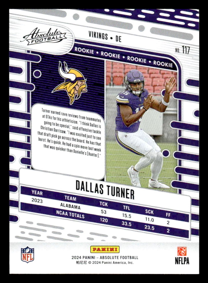 2024 Panini Absolute #117 Dallas Turner Retail