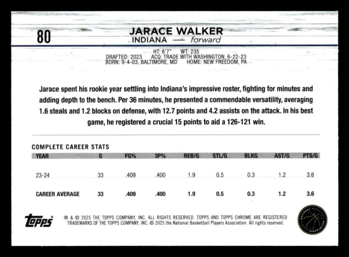 2024-25 Topps Chrome Sapphire #80 Jarace Walker
