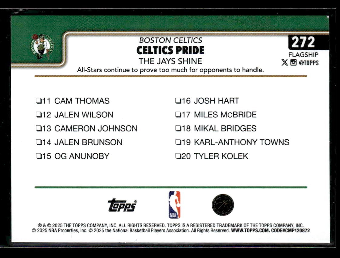 2025-26 Topps #272 Celtics Pride: The Jays Shine